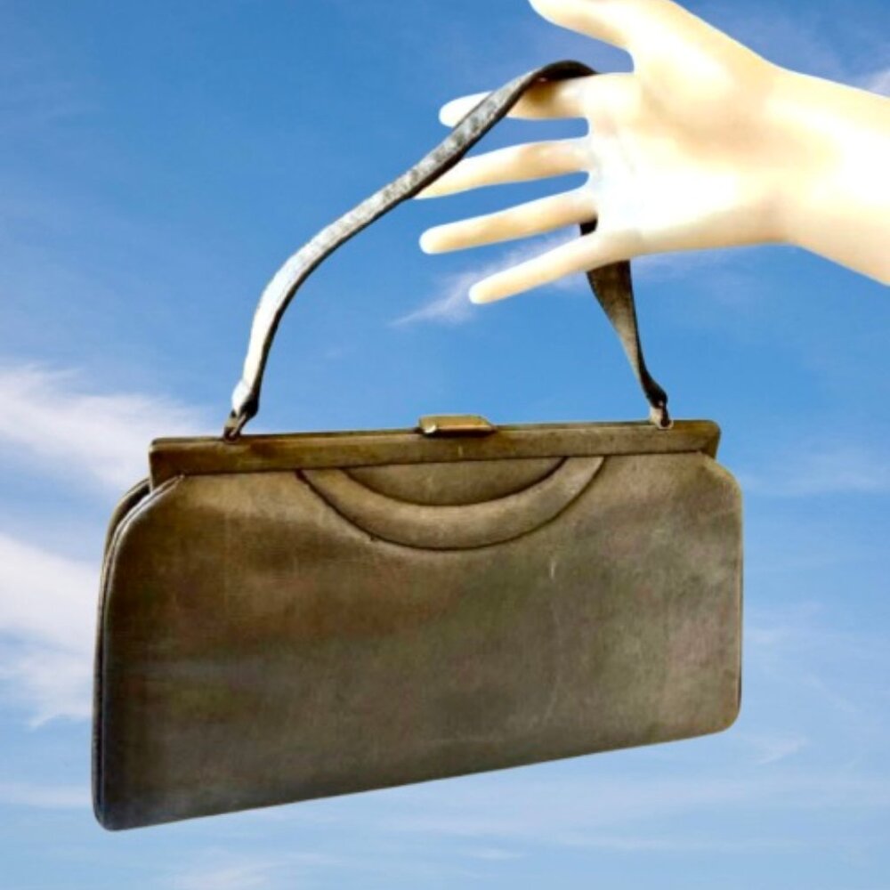 Vintage Handbag by A. Beauty Hong Kong Leather Top Handle Structured Hinged